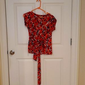 Banana Republic Printed Top w Front Bow